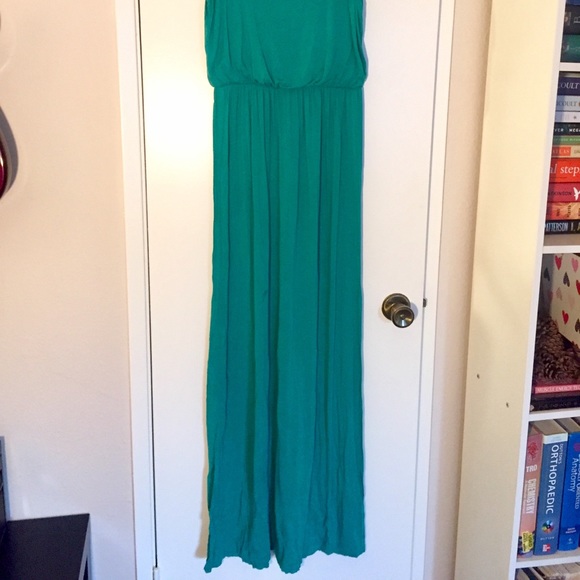 Long teal Dress with spaghetti straps - Picture 2 of 2